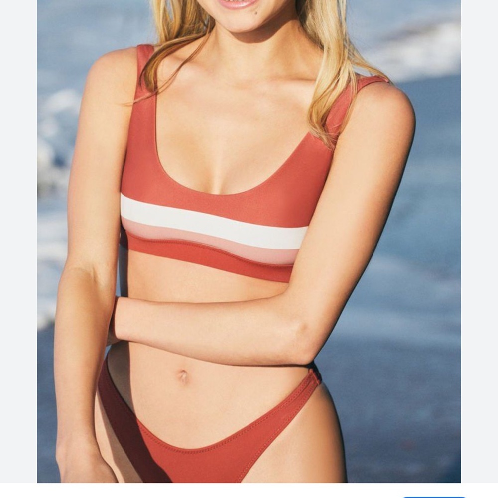 La Hearts Rust and White Bikini Set